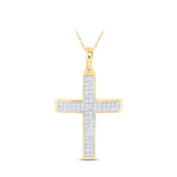 Colgante de cruz de diamante redondo para mujer de oro amarillo de 10 quilates, 3/8 quilates 