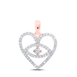 10kt Rose Gold Womens Round Diamond Eye Heart Pendant 1/3 Cttw