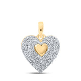 Colgante de corazón de diamante redondo para mujer de oro amarillo de 10 quilates, 1/4 quilates 