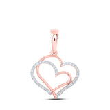 Colgante de corazón de diamante redondo para mujer de oro rosa de 10 quilates, 1/8 quilates 