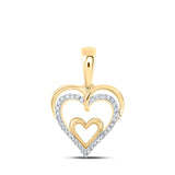 Colgante de corazón de diamante redondo para mujer de oro amarillo de 10 quilates, 1/10 quilates 