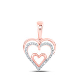 Colgante de corazón de diamante redondo para mujer de oro rosa de 10 quilates, 1/10 quilates 