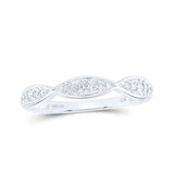 Anillo apilable de oro blanco de 10 quilates para mujer con diamantes redondos de 1/10 quilates 