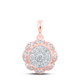 10kt Rose Gold Womens Round Diamond Circle Pendant 1/3 Cttw