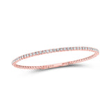 Pulsera flexible de oro rosa de 10 quilates con diamantes redondos para mujer, 1 quilates 