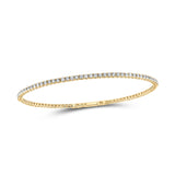 Brazalete flexible de oro amarillo de 10 quilates para mujer con diamantes redondos de 1-1/3 quilates 