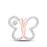 Colgante de mariposa con diamantes redondos para mujer en oro rosa de 10 quilates, 1/6 quilates 