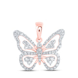 Colgante de mariposa con diamantes redondos para mujer en oro rosa de 10 quilates, 3/8 quilates 