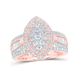 10kt Rose Gold Round Diamond Oval Bridal Wedding Ring Band Set 1-1/4 Cttw