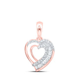 10kt Rose Gold Womens Baguette Diamond Heart Pendant 1/4 Cttw