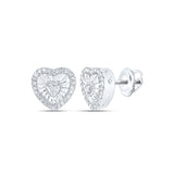 Pendientes de plata de ley con forma de corazón y diamantes redondos para mujer, 1/4 quilates 