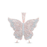 Colgante de mariposa con diamantes redondos para mujer en oro rosa de 10 quilates, 4-1/5 quilates 