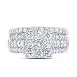 10kt Rose Gold Round Diamond Bridal Wedding Ring Band Set 2 Cttw