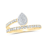 10kt Yellow Gold Womens Round Diamond Teardrop Band Ring 3/8 Cttw