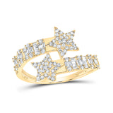 Anillo de oro amarillo de 10 quilates para mujer con diamantes redondos y forma de estrella, 5/8 quilates 