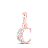 10kt Rose Gold Womens Round Diamond C Initial Letter Pendant 1/20 Cttw