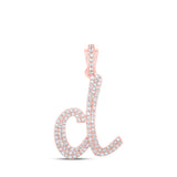 Colgante de oro rosa de 10 quilates para mujer con diamante redondo D cursivo con letra inicial de 1/2 quilates 