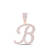 Colgante con dije de letra inicial B de diamante redondo para hombre de oro rosa de 10 quilates, 1 quilates 