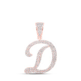 Colgante con dije de letra inicial D con diamante redondo para hombre de oro rosa de 10 quilates, 1 quilates 