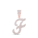 10kt Rose Gold Mens Round Diamond F Initial Letter Charm Pendant 7/8 Cttw