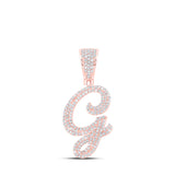 10kt Rose Gold Mens Round Diamond G Initial Letter Charm Pendant 7/8 Cttw