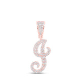 10kt Rose Gold Mens Round Diamond J Initial Letter Charm Pendant 3/4 Cttw