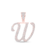 10kt Rose Gold Mens Round Diamond W Initial Letter Charm Pendant 1-1/4 Cttw