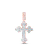 10kt Rose Gold Mens Round Diamond Cross Charm Pendant 2 Cttw