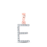 10kt Rose Gold Womens Round Diamond E Initial Letter Pendant 1/10 Cttw