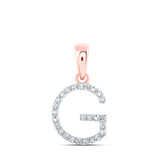 10kt Rose Gold Womens Round Diamond G Initial Letter Pendant 1/10 Cttw