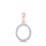 Colgante de oro rosa de 10 quilates para mujer con diamante redondo y letra inicial de 1/10 quilates 