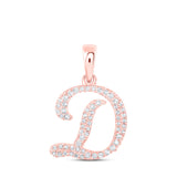 10kt Rose Gold Womens Round Diamond D Initial Letter Pendant 1/5 Cttw