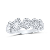 10kt White Gold Womens Round Princess Pear Oval Diamond Band Ring 3/4 Cttw