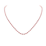 14kt Rose Gold Womens Round Ruby Diamond Tennis Necklace 5-5/8 Cttw