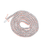 Collar de cadena de tenis de 18 pulgadas con diamantes redondos para hombre de plata de ley en tono rosa, 1-1/5 quilates 