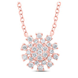 14kt Rose Gold Womens Round Diamond 18-inch Cluster Necklace 1/5 Cttw