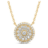 14kt Yellow Gold Womens Round Diamond 18-inch Cluster Necklace 1/2 Cttw