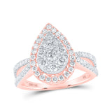 10kt Rose Gold Round Diamond Teardrop Bridal Wedding Engagement Ring 1 Cttw