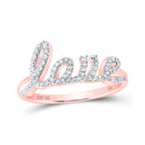 Anillo de oro rosa de 10 quilates para mujer con diamantes redondos LOVE Band de 1/4 quilates 