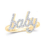 Anillo de oro amarillo de 10 quilates para mujer con diamantes redondos de 1/4 quilates 