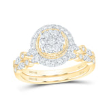 Anillo de boda nupcial de oro amarillo de 14 quilates con diamantes redondos de 3/4 quilates 