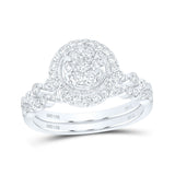 Anillo de boda nupcial de oro blanco de 14 quilates con diamantes redondos de 3/4 quilates 