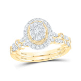 Anillo de boda ovalado de oro amarillo de 14 quilates con diamantes redondos y ovalados de 5/8 quilates 