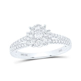 14kt White Gold Womens Round Diamond Fashion Ring 1/2 Cttw