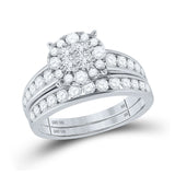 Anillo de boda nupcial con diamantes de princesa de oro blanco de 10 quilates, 1-3/8 quilates 