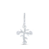 10kt Rose Gold Mens Round Diamond Cross Charm Pendant 1/3 Cttw