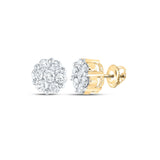 Pendientes de oro amarillo de 14 quilates con diamantes redondos para mujer, 1-1/2 quilates 