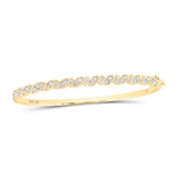 Pulsera de oro amarillo de 10 quilates con diamantes redondos para mujer, 1 quilates 