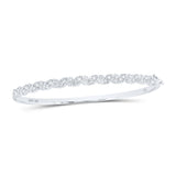 Pulsera de oro blanco de 10 quilates con diamantes redondos para mujer, 1 quilates 