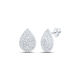 10kt White Gold Womens Round Diamond Teardrop Earrings 3/4 Cttw